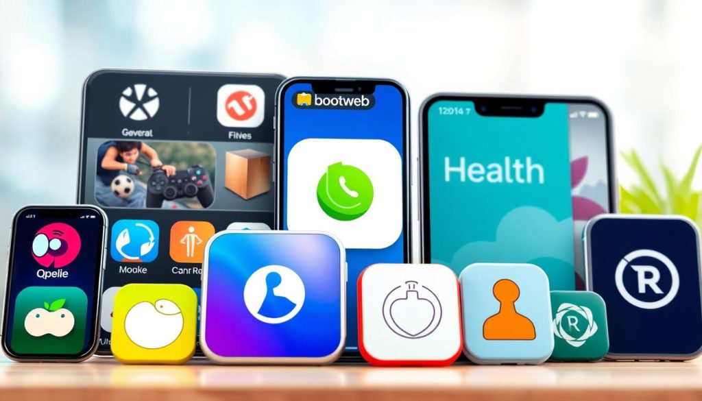 Categories of apps including gaming apps and health and fitness apps